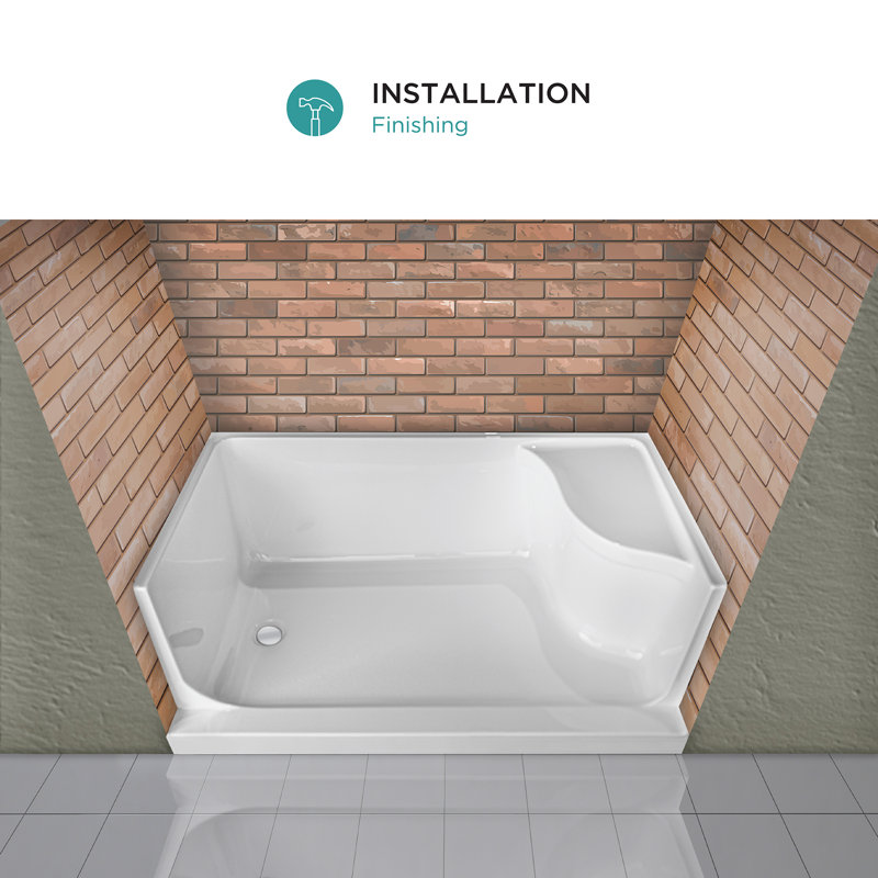 Fine Fixtures 60" W x 32" D Single Threshold Shower Base with Seat